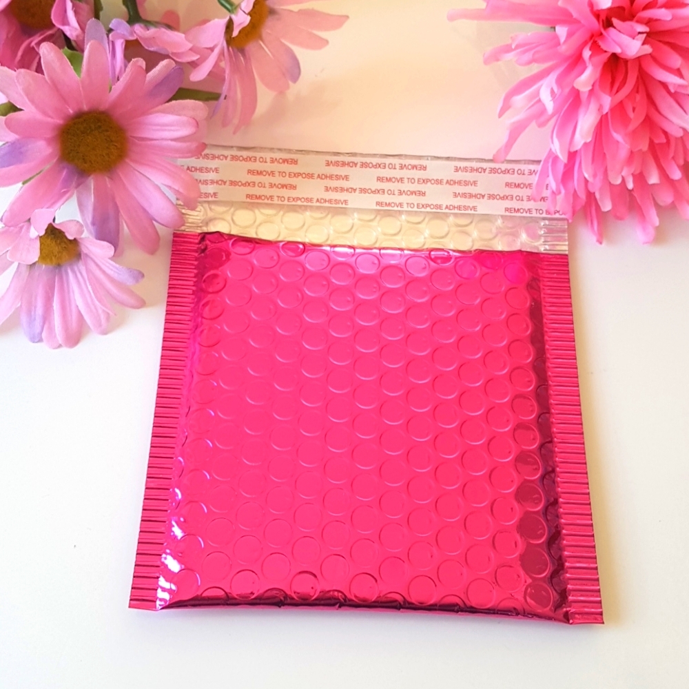 10 pcs Pink Metallic Bubble Mailers 5"x5" inches